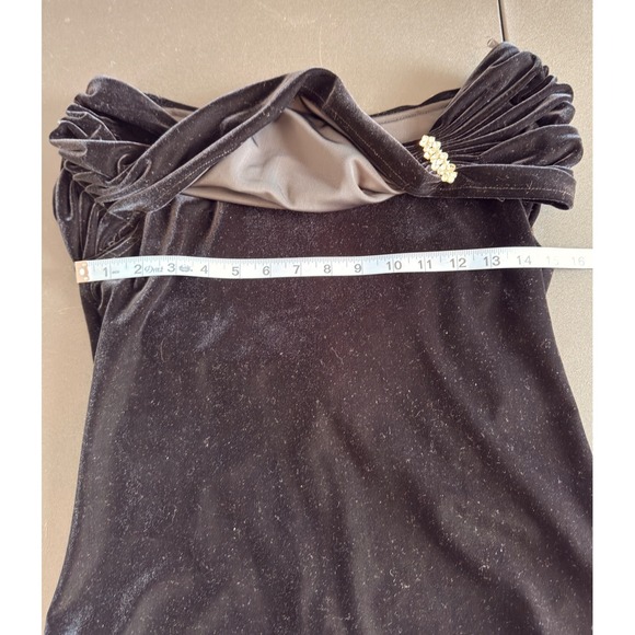 XScape Blouse Black Velvet Off the Shoulder Black Tie Romantic Evening Small - Picture 8 of 9